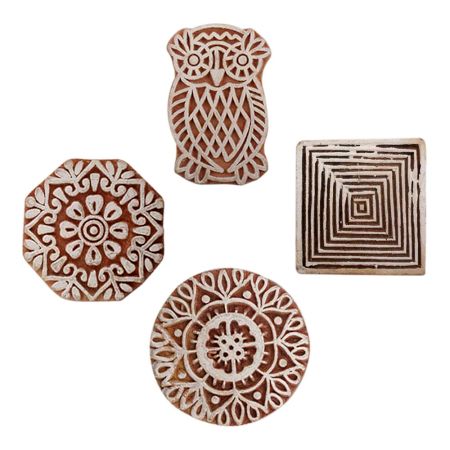 Set of 4 Piece New Mix Wooden Printing Block